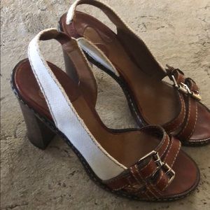 Chloe canvas and leather open toe sandal 39